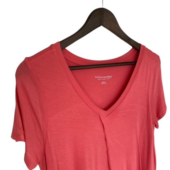 Soft Surroundings Coral V-Neck Tunic - Medium - Picture 3 of 4